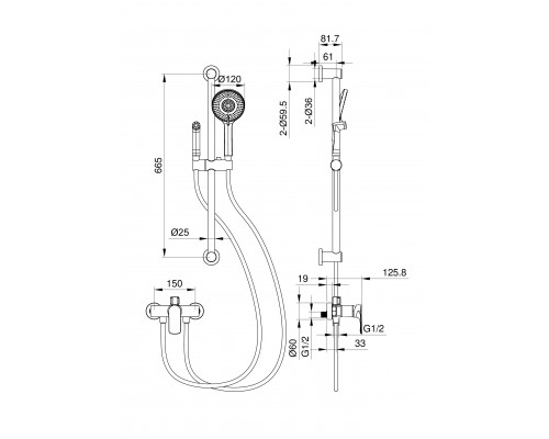 Приобрести Смеситель для душа с гарнитуром WONZON & WOGHAND, Хром (WW-A4888-CR) в магазине сантехники Santeh-Crystal.ru