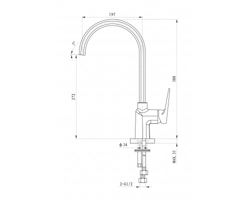 Смеситель для кухни Wonzon & Woghand Athens, Хром (WW-082101-CR)