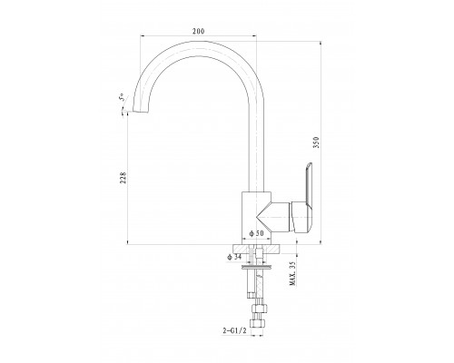 Смеситель для кухни Wonzon & Woghand Baroque, Хром (WW-192101-CR)
