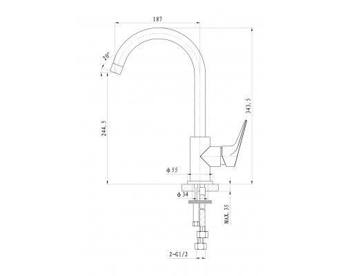 Смеситель для кухни Wonzon & Woghand Balance, Хром (WW-052101-CR)