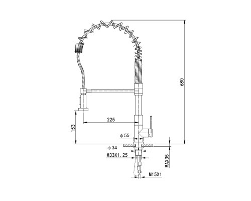 Смеситель для кухни высокий с выдвижным изливом Wonzon & Woghand Хром (WW-422903-CR)