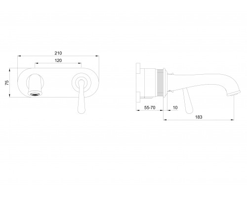 Приобрести Смеситель для раковины встраиваемый WONZON & WOGHAND, Хром (WW-88869008-CR) в магазине сантехники Santeh-Crystal.ru