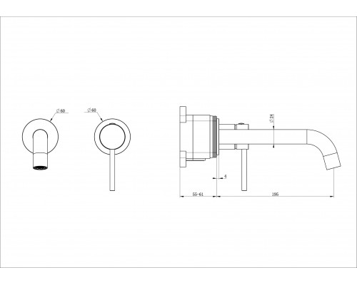 Смеситель для раковины встраиваемый WONZON & WOGHAND STICK, Брашированное золото (WW-88869017- BG)