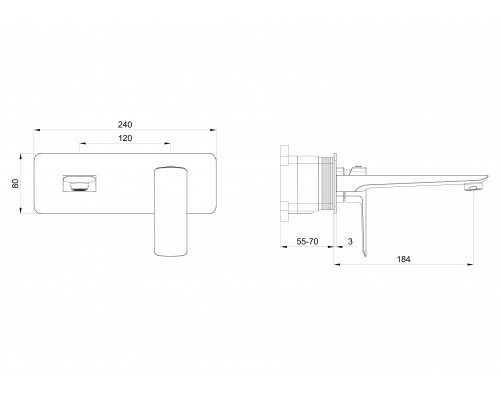 Смеситель для раковины встраиваемый WONZON & WOGHAND EDGE, Брашированное золото (WW-88869003- BG)