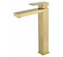 Смеситель для раковины высокий WONZON & WOGHAND CUBE, Брашированное золото (WW-88239016- BG)