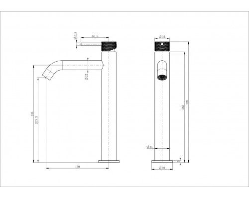 Смеситель для раковины высокий WONZON & WOGHAND, Хром (WW-H1062-CR)