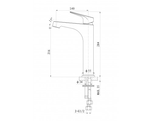 Смеситель для раковины высокий Wonzon & Woghand Balance, Хром (WW-051104-CR)