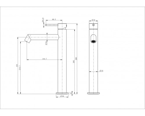 Смеситель для раковины высокий WONZON & WOGHAND, Черный матовый (WW-H1064-MB)