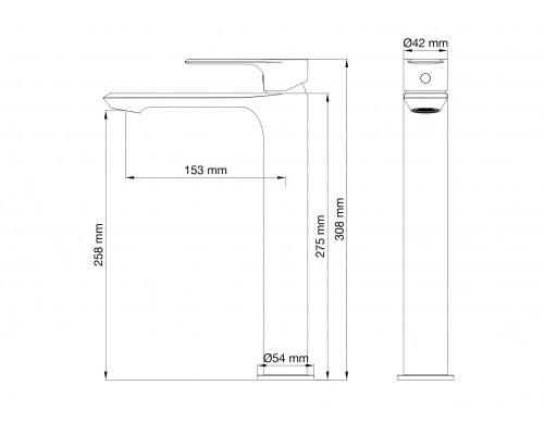 Смеситель для раковины высокий Wonzon & Woghand, Хром (WW-88019079-CR)