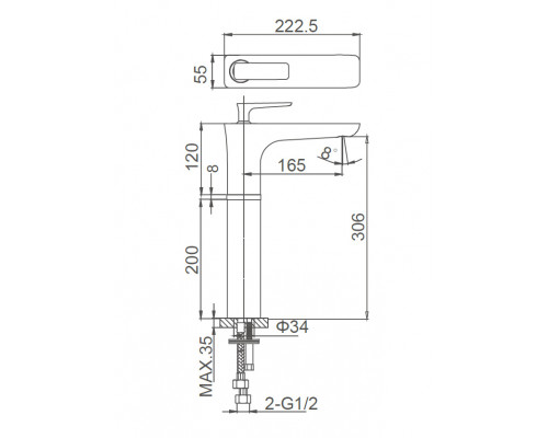 Смеситель для раковины высокий Wonzon & Woghand Shark, Хром (WW-481104-CR)
