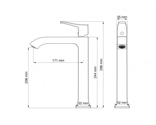 Смеситель для раковины высокий Wonzon & Woghand, Хром (WW-88019072-CR)