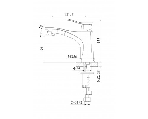 Смеситель для раковины Wonzon & Woghand Navia, Хром (WW-181101-CR)