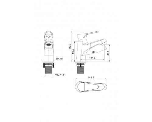 Смеситель для раковины WONZON & WOGHAND, Белый матовый (WW-A40212-MW)