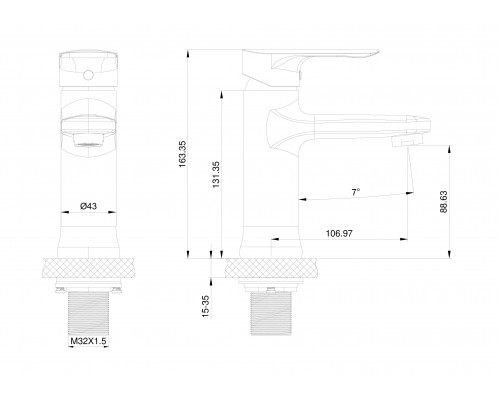 Приобрести Смеситель для раковины WONZON & WOGHAND, Темный графит (WW-XH-011-BGG) в магазине сантехники Santeh-Crystal.ru