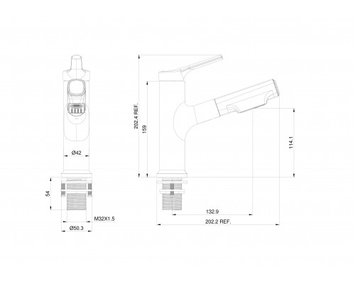 Купить Смеситель для раковины с выдвижным изливом WONZON & WOGHAND, Хром (WW-A40862-CR) в магазине сантехники Santeh-Crystal.ru
