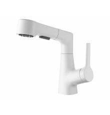 Смеситель для раковины с выдвижным изливом WONZON & WOGHAND, Белый матовый (WW-121B108-MW)