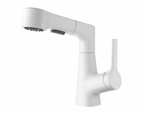 Приобрести Смеситель для раковины с выдвижным изливом WONZON & WOGHAND, Белый матовый (WW-121B108-MW) в магазине сантехники Santeh-Crystal.ru