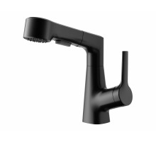 Смеситель для раковины с выдвижным изливом WONZON & WOGHAND, Черный матовый (WW-121B108-MB)