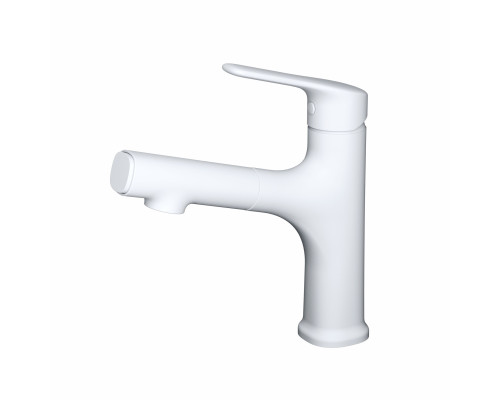 Приобрести Смеситель для раковины с выдвижным изливом WONZON & WOGHAND, Белый матовый (WW-AE4151-MW) в магазине сантехники Santeh-Crystal.ru