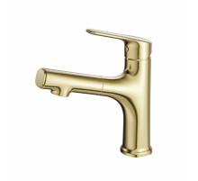 Смеситель для раковины с выдвижным изливом WONZON & WOGHAND, Брашированное золото (WW-AE4151-BG)