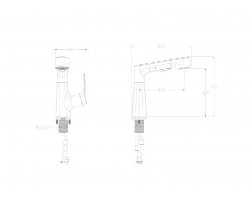 Заказать Смеситель для раковины с выдвижным изливом WONZON & WOGHAND, Брашированное золото (WW-121B108-BG) в магазине сантехники Santeh-Crystal.ru