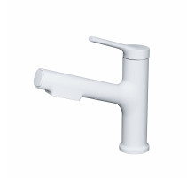 Смеситель для раковины с выдвижным изливом WONZON & WOGHAND, Белый матовый (WW-A40862-MW)