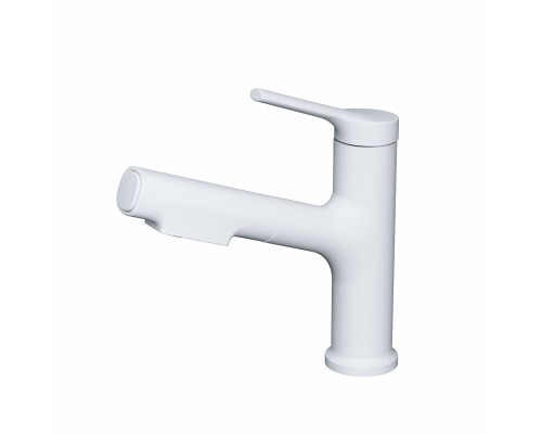 Купить Смеситель для раковины с выдвижным изливом WONZON & WOGHAND, Белый матовый (WW-A40862-MW) в магазине сантехники Santeh-Crystal.ru