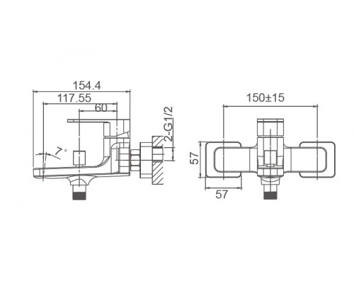 Смеситель для ванны Wonzon & Woghand Arnie, Черный матовый (WW-693101-MB)