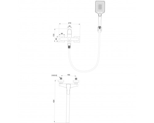 Смеситель для ванны WONZON & WOGHAND, Темный графит (WW-639906-BGM)