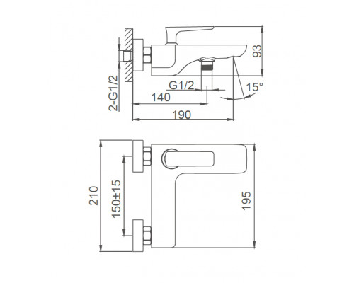 Смеситель для ванны Wonzon & Woghand Shark, Хром (WW-483101-CR)