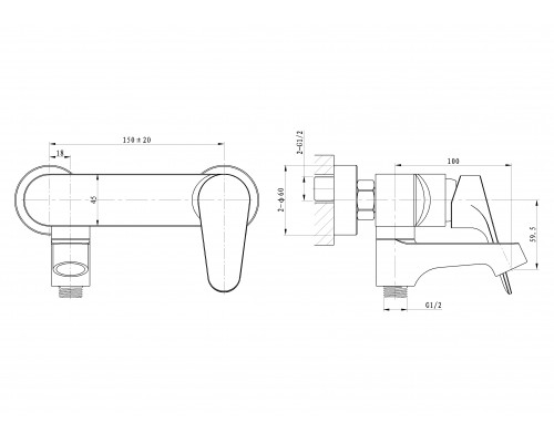 Смеситель для ванны Wonzon & Woghand Balance, Хром (WW-053101-CR)