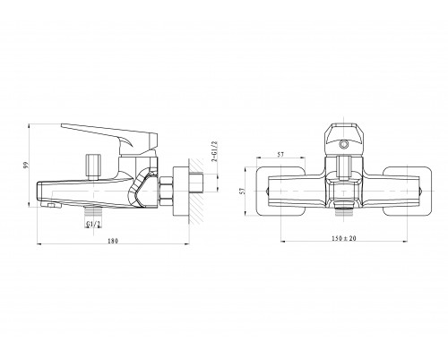 Смеситель для ванны Wonzon & Woghand Athens, Хром (WW-083101-CR)