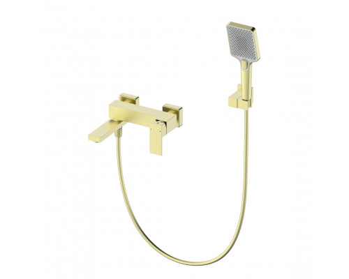 Смеситель для ванны с душем WONZON & WOGHAND CUBE, Брашированное золото (WW-88639016- BG)