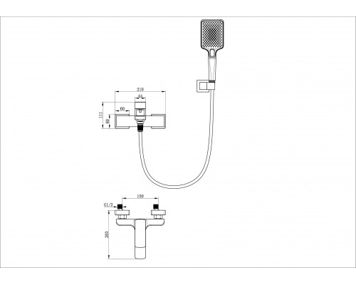 Купить Смеситель для ванны с душем WONZON & WOGHAND, Черный матовый (WW-88639003A-MB) в магазине сантехники Santeh-Crystal.ru