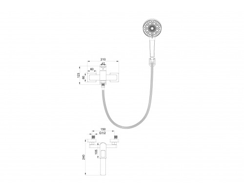 Заказать Смеситель для ванны с душем WONZON & WOGHAND, Хром (WW-88639010-CR) в магазине сантехники Santeh-Crystal.ru