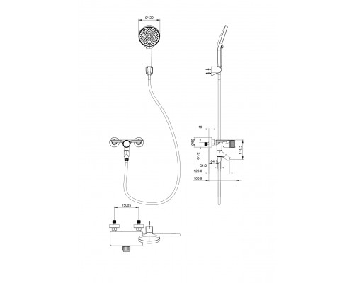 Смеситель для ванны WONZON & WOGHAND, Темный графит (WW-FE05L221-BGG)