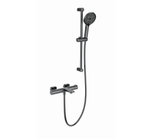 Смеситель для ванны с душевым гарнитуром и термостатом WONZON & WOGHAND, Темный графит (WW-C2021-A-BGG)