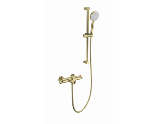 Смеситель для ванны с душевым гарнитуром и термостатом WONZON & WOGHAND, Брашированное золото (WW-C2001-A-BG)