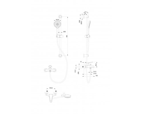 Приобрести Смеситель для ванны с душевым гарнитуром WONZON & WOGHAND, Хром (WW-C2501-CR) в магазине сантехники Santeh-Crystal.ru