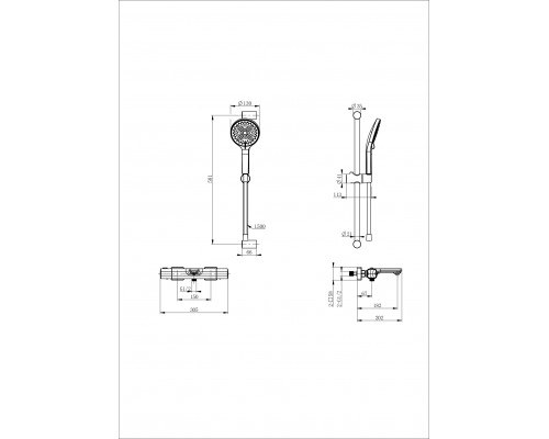 Смеситель для ванны с душевым гарнитуром и термостатом WONZON & WOGHAND, Брашированное золото (WW-C2011-A-BG)