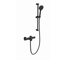 Смеситель для ванны с душевым гарнитуром и термостатом WONZON & WOGHAND, Черный матовый (WW-C2001-A-MB)