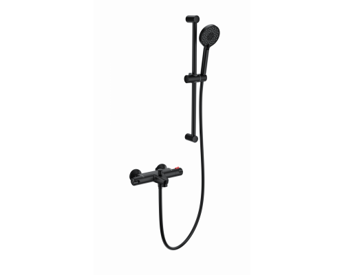 Смеситель для ванны с душевым гарнитуром и термостатом WONZON & WOGHAND, Черный матовый (WW-C2001-A-MB)