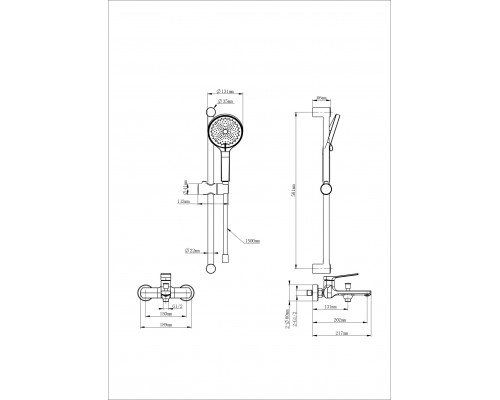 Смеситель для ванны с душевым гарнитуром WONZON & WOGHAND, Хром (WW-C2036-CR)