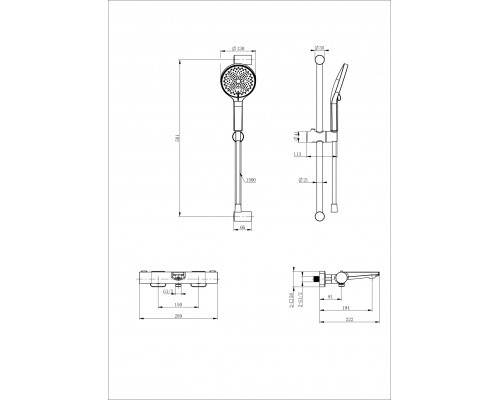 Смеситель для ванны с душевым гарнитуром и термостатом WONZON & WOGHAND, Темный графит (WW-C2021-A-BGG)
