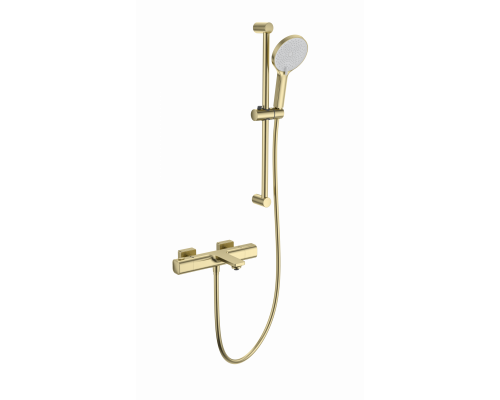 Смеситель для ванны с душевым гарнитуром и термостатом WONZON & WOGHAND, Брашированное золото (WW-C2011-A-BG)