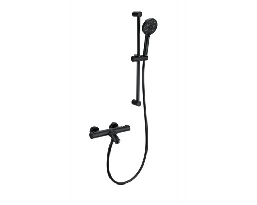 Заказать Смеситель для ванны с душевым гарнитуром и термостатом WONZON & WOGHAND, Черный матовый (WW-C2002-A-MB) в магазине сантехники Santeh-Crystal.ru