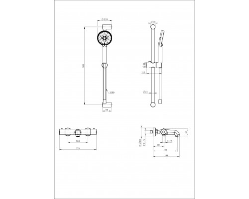 Заказать Смеситель для ванны с душевым гарнитуром и термостатом WONZON & WOGHAND, Хром (WW-C2006-A-CR) в магазине сантехники Santeh-Crystal.ru