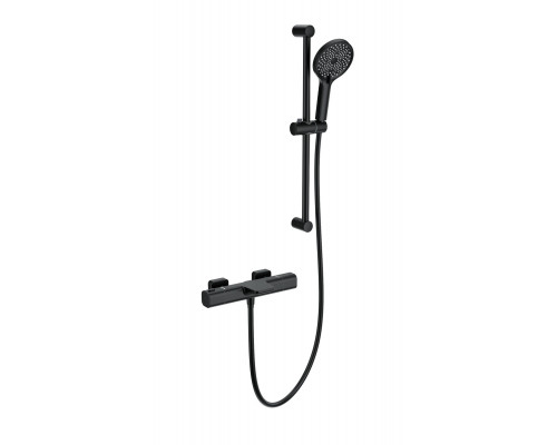 Приобрести Смеситель для ванны с душевым гарнитуром и термостатом WONZON & WOGHAND, Черный матовый (WW-C2017-A-MB) в магазине сантехники Santeh-Crystal.ru