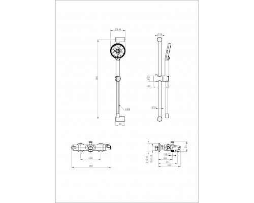 Приобрести Смеситель для ванны с душевым гарнитуром и термостатом WONZON & WOGHAND, Хром (WW-C2001-A-CR) в магазине сантехники Santeh-Crystal.ru