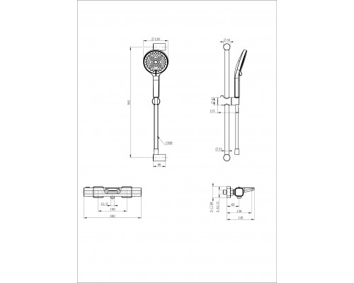 Приобрести Смеситель для ванны с душевым гарнитуром и термостатом WONZON & WOGHAND, Черный матовый (WW-C2017-A-MB) в магазине сантехники Santeh-Crystal.ru